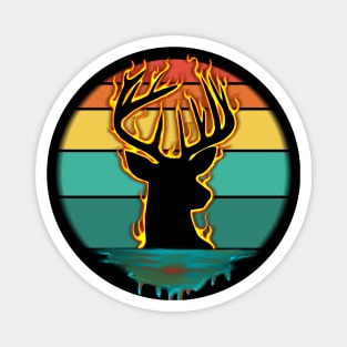 Flaming Retro Buck Magnet